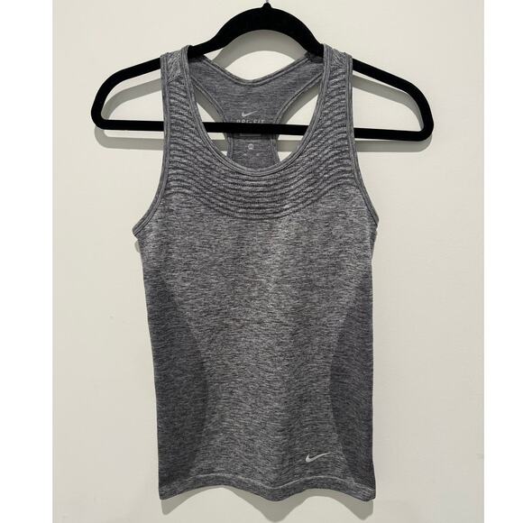 Nike Women's Dry-fit Knit Racerback Tank, Gray, Size X-SMALL - Picture 1 of 5